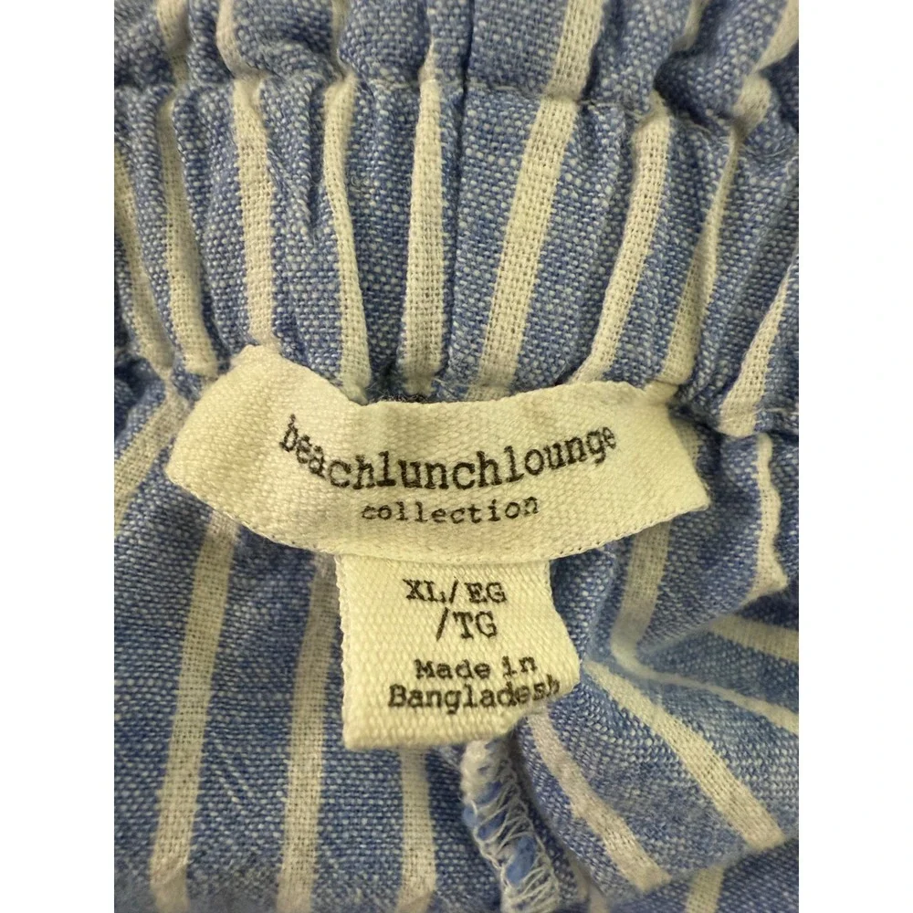BeachLunchLounge Pants Women's Extra Large Striped Linen Blend Pants Drawstring‎